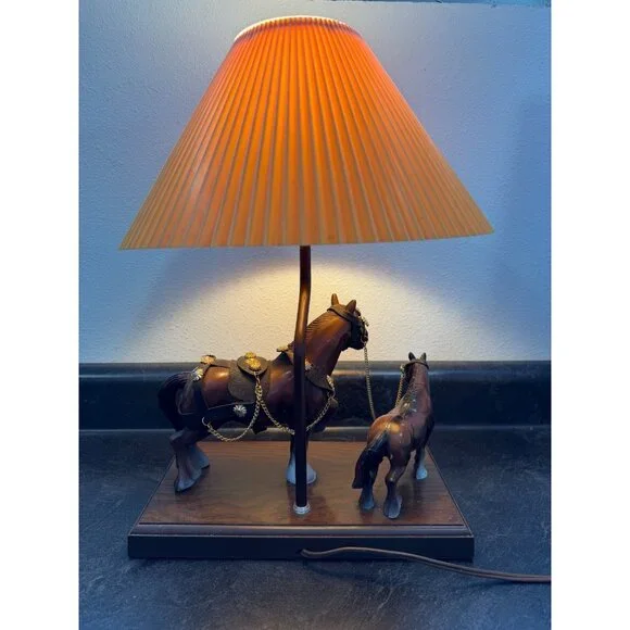 Clydesdale Table Lamp With Clydesdales Sticker 16” Gilbert Products Horse Pony - Picture 4 of 11